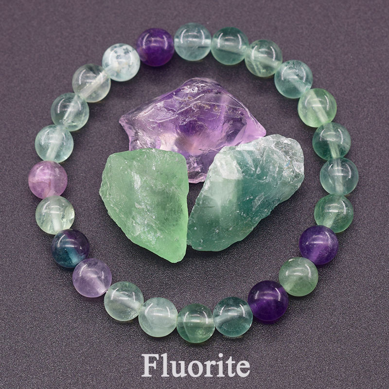 Yoga Fitness Gifts - Pulseira Fluorita Original com Pedra Natural