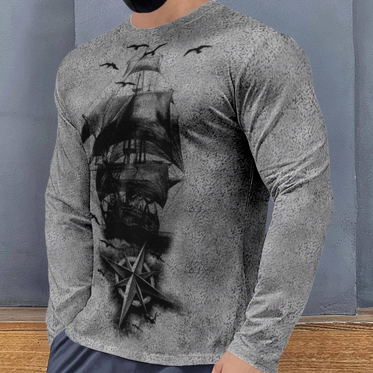 Yoga Fitness Brand - Camiseta Esportiva Masculina Casual de Manga