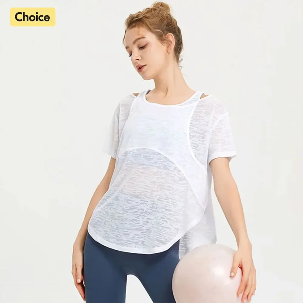 Tops Esportivos de Manga Curta - Yoga Fitness Outfit avaliação e preço