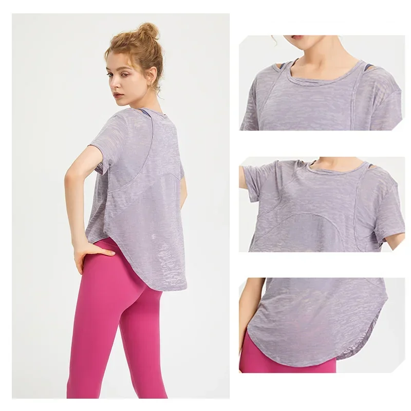 Tops Esportivos de Manga Curta - Yoga Fitness Outfit avaliação e preço