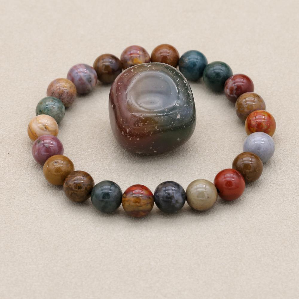Pulseira de jaspe de pedra nat - Yoga Health & Fitness Center avaliação e preço