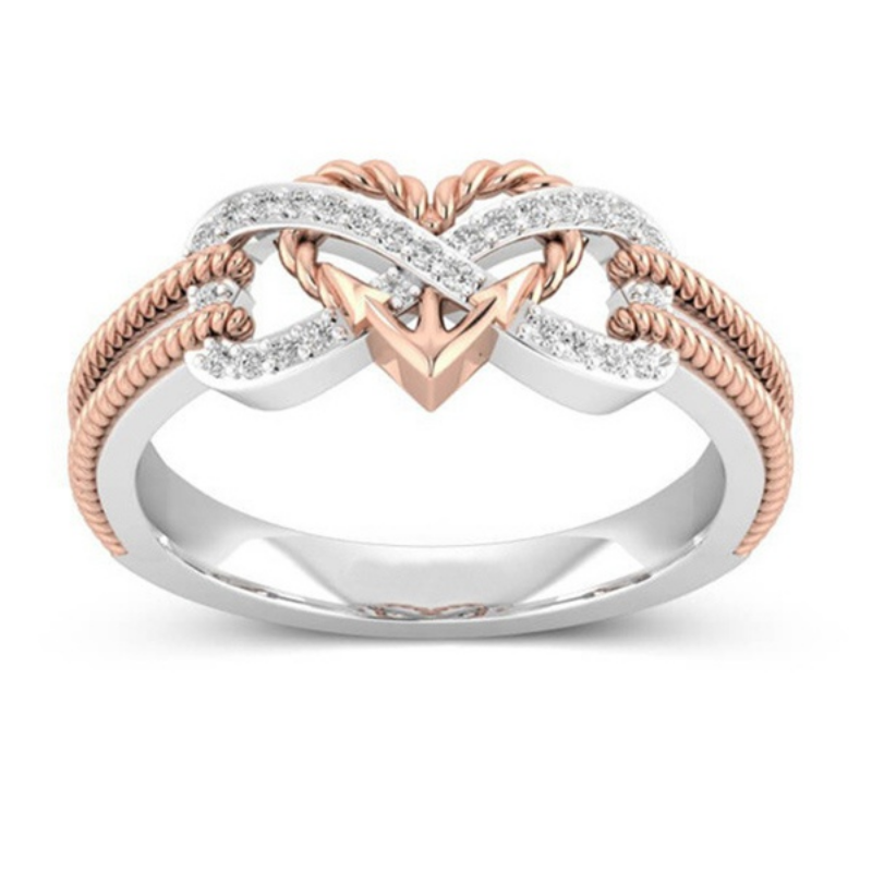 Anéis de coração cor ouro rosa - Yoga Fitness Gifts avaliação e preço